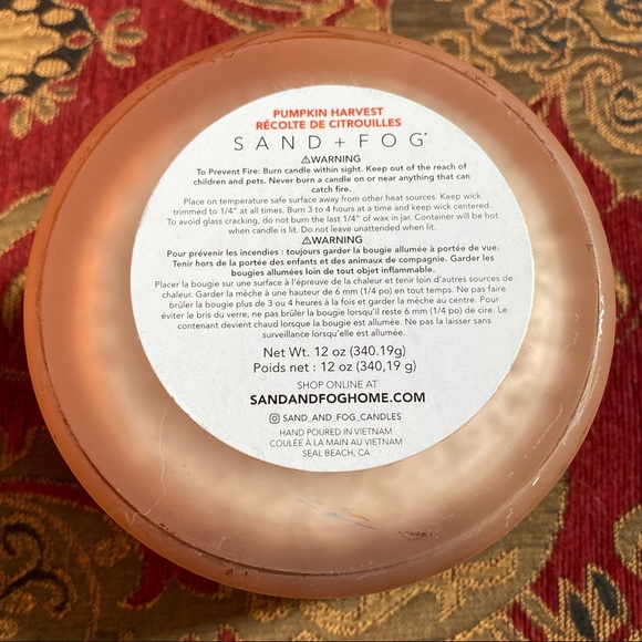 NEW Sand + Fog Pumpkin Harvest Soy Wax Blend w/Essential Oils 2 Wick Candle 12oz - Picture 2 of 7